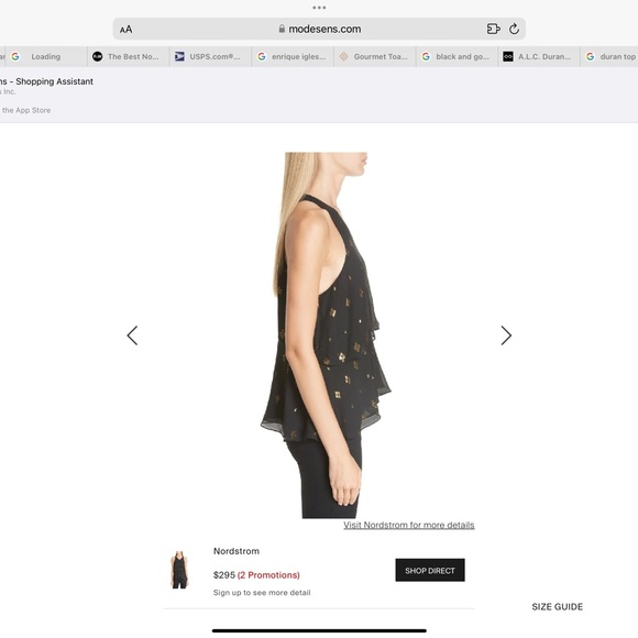 A.L.C. Duran Top in Black/Gold - Size 4 - Picture 4 of 12